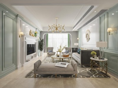 美式客餐厅3D模型下载